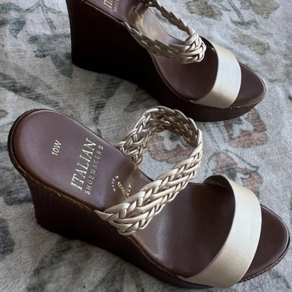 Italian-shoemakers Women's Tan and Cream Sandals